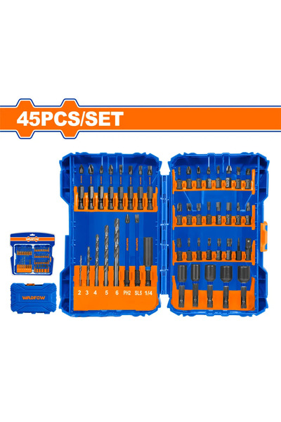 WADFOW طقم ريش ورؤوس مفكات 45 قطعة متنوع — WSV6545