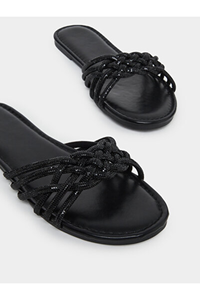 Take Two By Styli Embellished Strap Cross Waving Flat Sandals