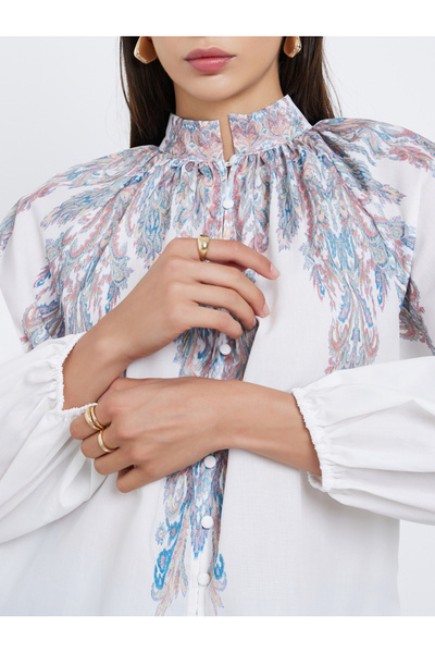 Take Two By Styli Women Printed Yoke Panel Shirt