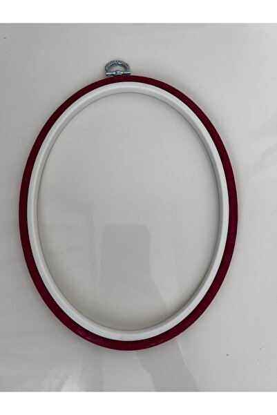 HelloPunch&Bags Ahşap Görünümlü BEYAZ ŞEFFAF Oval Pano Kasnak 4 Numara - 1 ADET