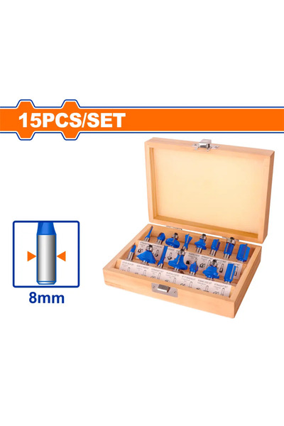WADFOW WRG5P08 12-Piece 8mm Router Bit Set