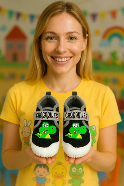 Behtah Kundura Boys' Anti-Slip Sole Velcro Slippers Cotton Lined Multi-Purpose School Nursery Booties Home Booties