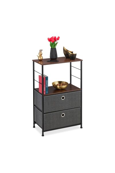 Relaxdays chest of drawers, with 2 shelves and 2 drawers, MDF, 55x30x85.5 cm
