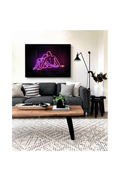 OEM Pictură pe pânză - Cuplu Cyberpunk Formă Neon, 100x70 cm