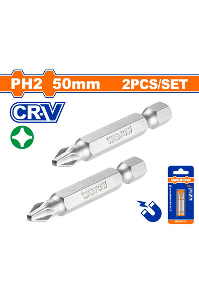 WADFOW طقم رؤوس دريل PH2 مربع ثقيل 50 مم – WSV2K12