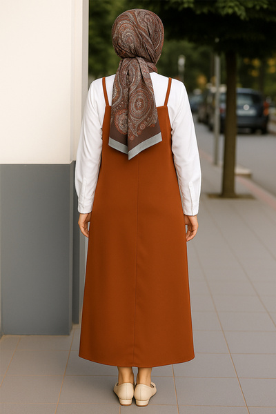 Imoda Γυναικείο φόρεμα Jile σε καφέ βασικό χρώμα με ρυθμιζόμενο λουράκι