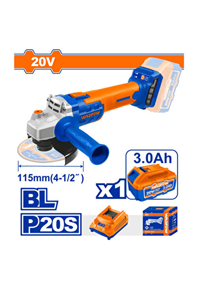 WADFOW 4.5" (115 mm) 20V Battery Angle Grinder - WLAPM218 (Product includes charger and one battery.)