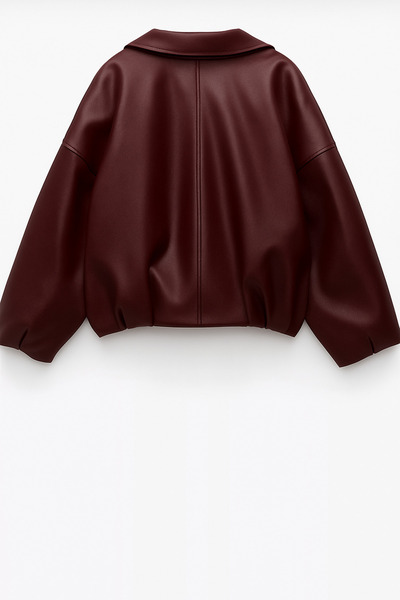 çerme New Season Faux Oversize Bomber Leather Jacket