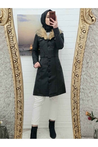 Modamorfo Sheepskin Leather Coat - Black