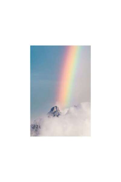 OEM Pictură pe pânză, Peisaj curcubeu pe vârf de munte, 100x70 cm