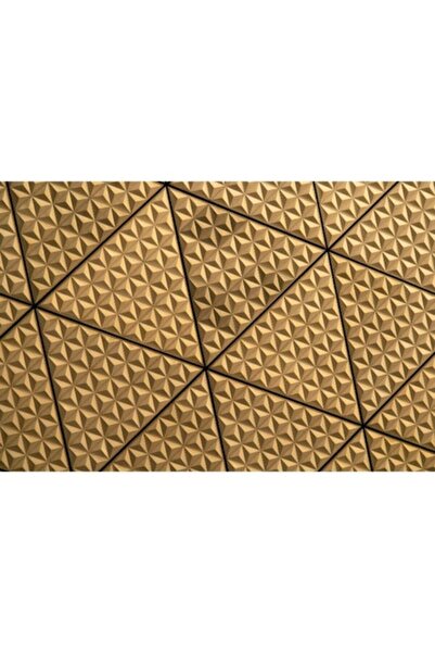 OEM Pictură pe pânză, Triunghiuri aurii abstracte 3D, 100x70 cm