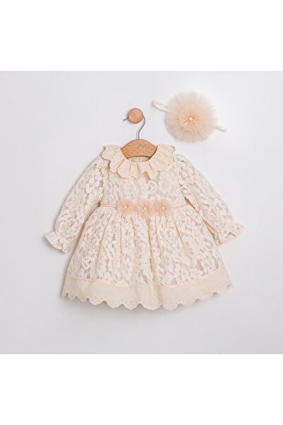 ministok Bella Saç Aksesuarlı Dantel Kız Bebek Elbise