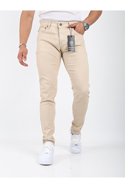 Penaltı Men's Slim Fit Slim Fit 5-Pocket Stretch Cream Pants