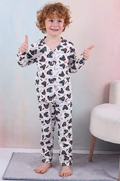 Beka Kids Boy's Front Button Print Pajamas Set 100% Cotton Sleepwear Set