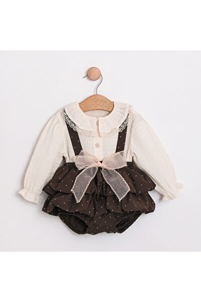 ministok Mary Baby Girl Salopet Set with Bow on the Front