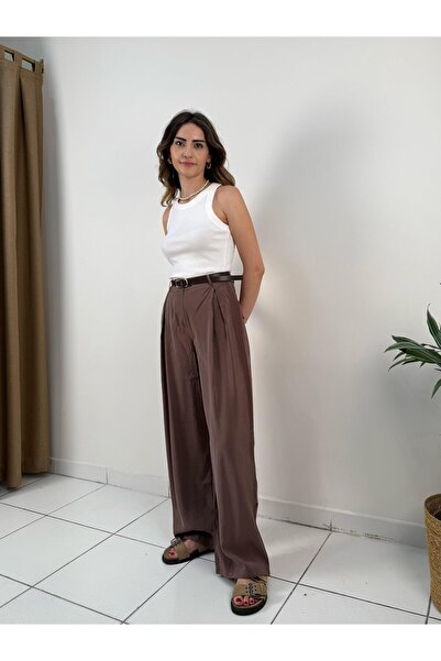 Noe Collection Kahverengi Yüksek Bel Palazzo Pantolon