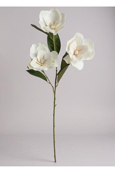 Nettenevime Yapay Çiçek Pastel Ekru Manolya Islak Doku 3 Kafalı Uzun Dal Çiçe...