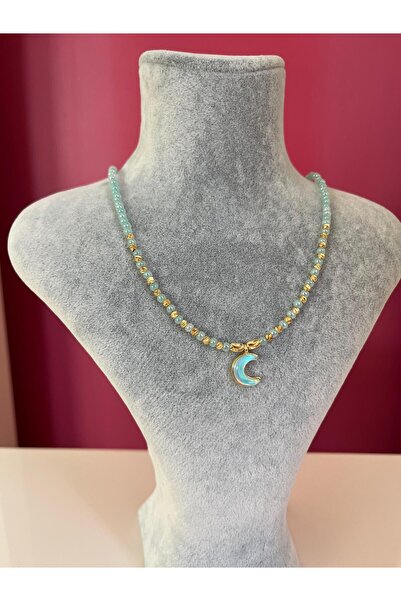 Asteria Jewelry Beaded Crescent Necklace