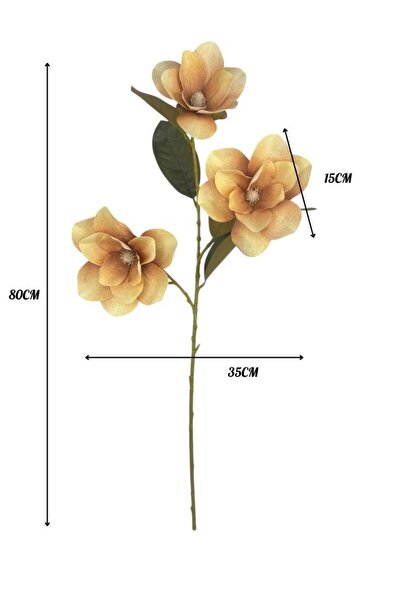 Nettenevime Yapay Çiçek Somon Manolya Islak Doku 3 Kafalı Uzun Dal Çiçek Flowers 80cm