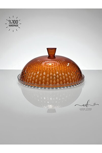 AKDEN STORE Kristal Dekor Kapaklı Kek Fanusu - Pasta - Kurabiye - Sunumluk Me...