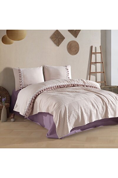 TextiLici Premium Bed Linen, 100% Ranforce Cotton, 4 Pieces, Dirty White