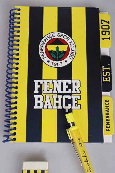 Fenerbahçe DEKOMUS CEP DEFTERİ,LİSANSLI PLANLAYICI BLOKNOT,UÇLU KALEM 0.7 MM VE SİLGİ SETİ