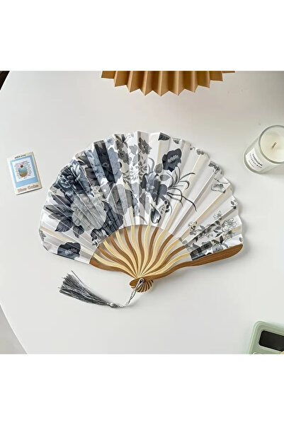 MyBalliStore Tasarımlı Retro Bambu Katlanır Yelpaze - Japon Tarzı El Yelpazesi