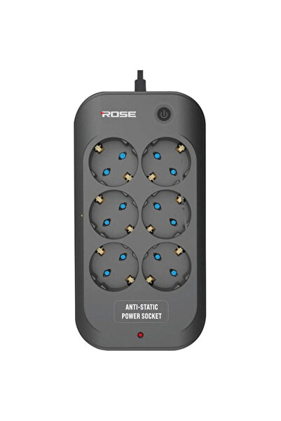 technozi 3m Kablolu Rose Model 6 Prizli Akım Korumalı Priz 16A