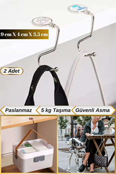 Hane Dostu 2 Adet 5 KG Taşıma Kapasiteli Paslanmaz Çelik Masaya Asılan Çanta Askısı