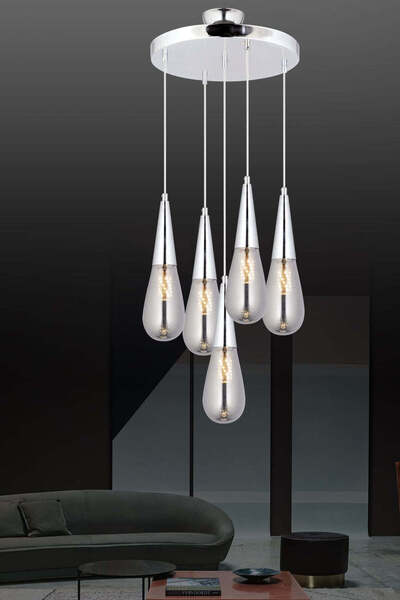 Vera Lighting Damla 5'li Komple Krom Yuvarlak tepsi