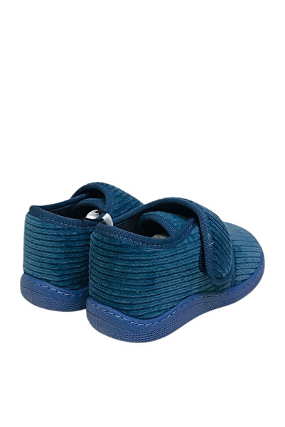 KU&PA SHOES PAS ÇİZGİLİ KADİFE SICAK ASTARLI ÇOCUK PANDUF INDIGO - 1007 - 26