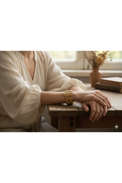 zerfine Geleneksel Zarafetin İncisi: Trabzon Hasırı Altın Kaplama Bilezik