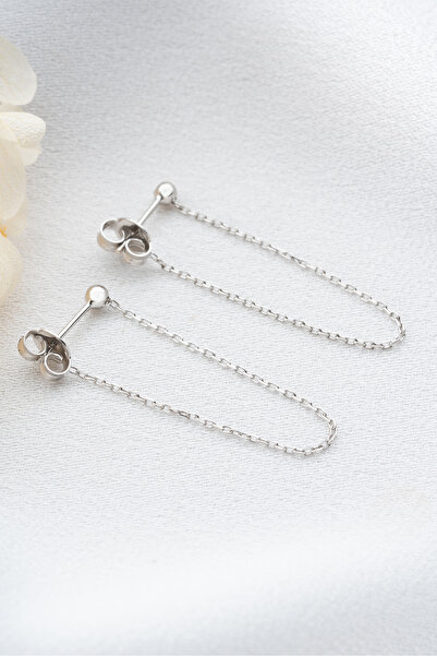 SAKLI TAKI 925 Ayar Gümüş Zincir Küpe