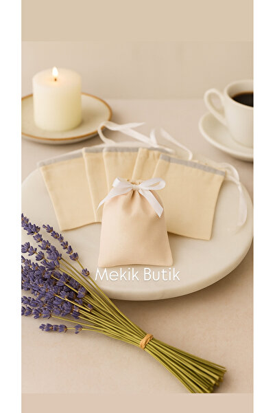 MEKİK BUTİK 10 adet 10x15 BEYAZ saten kurdelalı bez kese - hediye kesesi - lavanta kesesi - bez poşet