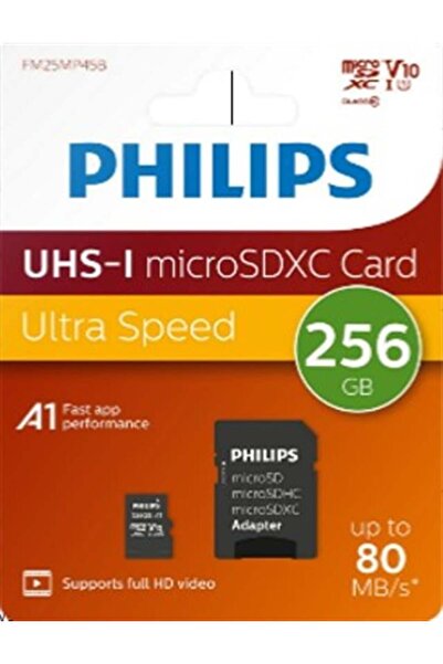 Philips Fm25Mp45B/00 256Gb Class10 Uhs-I U1 Micro Sdxc Memory Card with Tf Adapter