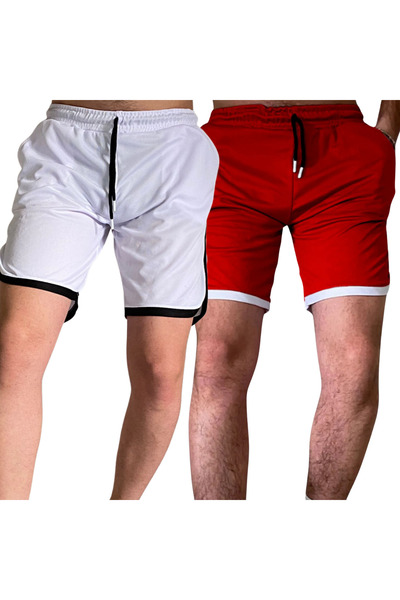 Deep sense Men's Black White Red Green Sports Shorts Basketball Football Striped Shorts Fitness Running Bermuda