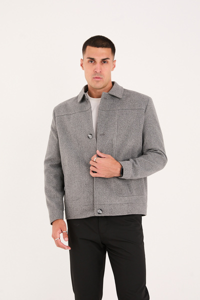 DC DRESS UP CLUB ΑΝΔΡΙΚΟ ΠΟΥΚΑΜΙΣΟ ΚΟΝΤΟ ΠΑΛΤΟ ΜΕ ΠΟΥΤΣΟΥΡΑ ΠΟΥΚΑΜΙΣΟ ΜΕ ΠΛΑΙΣΙΑ ΤΣΕΠΕΣ 43-12