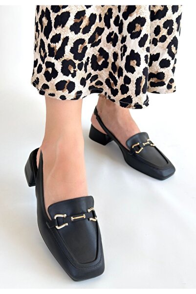 BEEMU Joone Black Leather Heeled Shoes