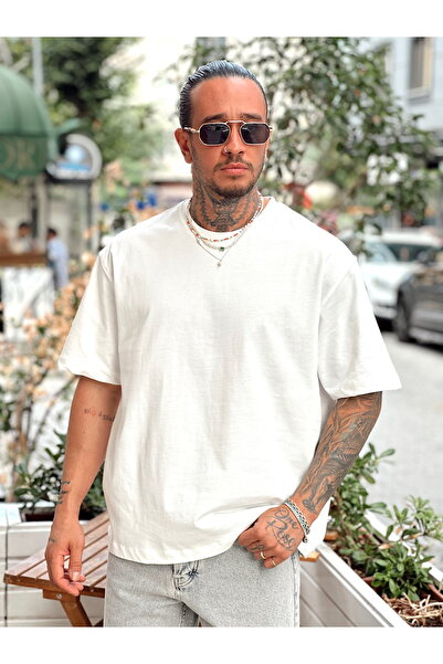 manch collection Oversize Basic T-Shirt Beyaz