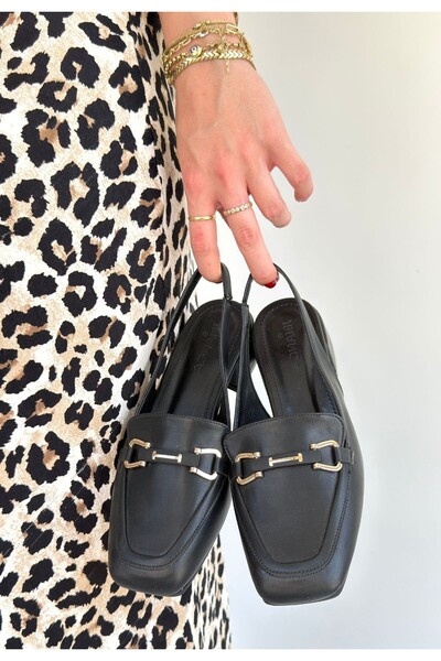 BEEMU Joone Black Leather Heeled Shoes