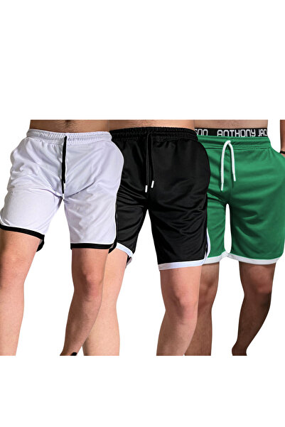 Deep sense Men's Black White Red Green Grey Sports Shorts Basketball Football Striped Shorts Fitness Running Bermuda