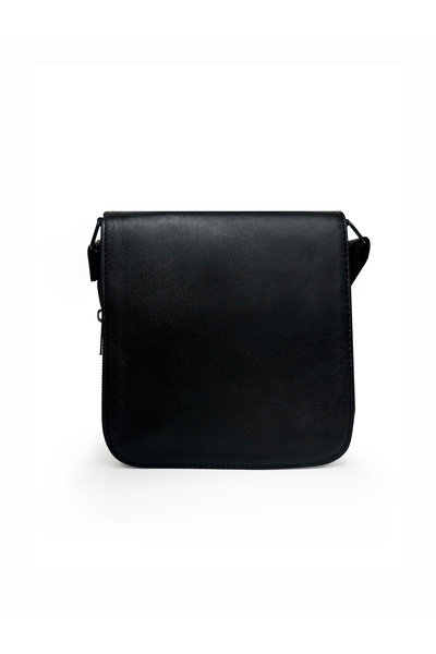 westbag Genuine Leather Black Unisex Double Zipper Long Strap Shoulder and Crossbody Messenger Bag Medium Size