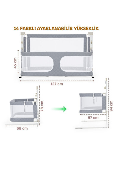 Hoffie 3in1 Folding Baby Safety Barrier, Bed Top Baby Cradle, Protective Sleeping Together, Open and Close