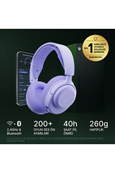 SteelSeries Arctis Nova 3X Wireless Multi Platform Xbox,PC, PS, Mobil Uyumlu Kablosuz Gaming Kulaklık - Lavender