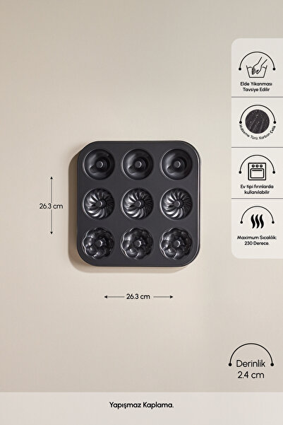 Karaca Goya Carbon Steel 9-Piece Multi Muffin Cake Mold