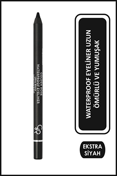 Golden Rose Waterproof Eyeliner Longwear & Soft Ultra Black Pamuk ve Jojoba Y...