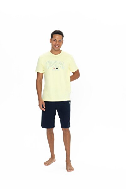 U.S. Polo Assn. Pijama Barbat Tricou Galben Si Pantaloni Scurti
