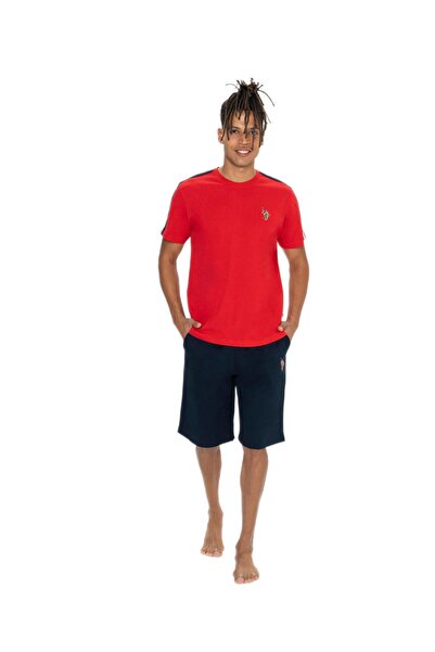 U.S. Polo Assn. U.S. Polo Assn. Pijama bărbătească roșie, cu mânecă scurtă, g...