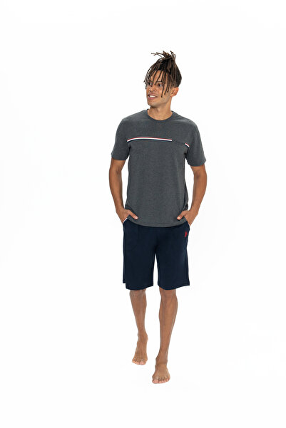 U.S. Polo Assn. Pijama Barbat Set Tricou Gri Si Pantaloni Scurti