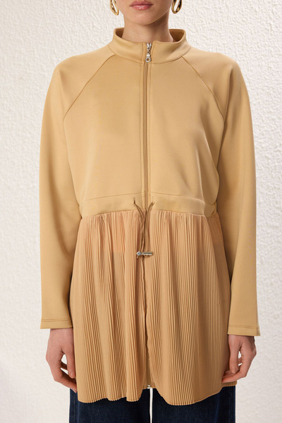 Trendyol Modest Μπεζ Scuba Tunic - Υφαντό με πλισέ φούστα και φερμουάρ TCTSS24UK00035